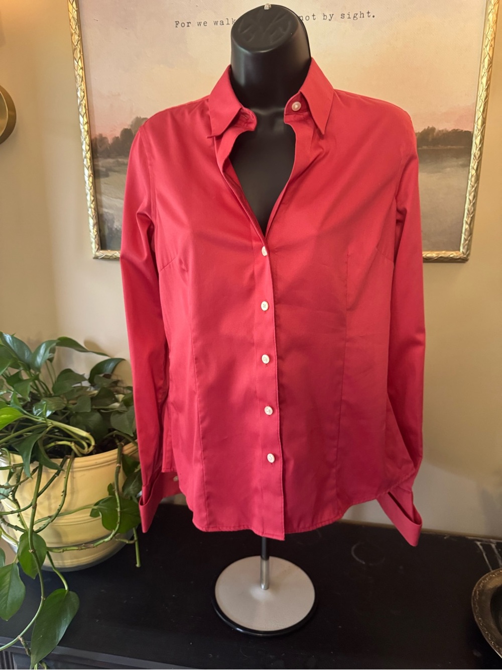Banana Republic Women's Button-Down Shirt in Raspberry Red